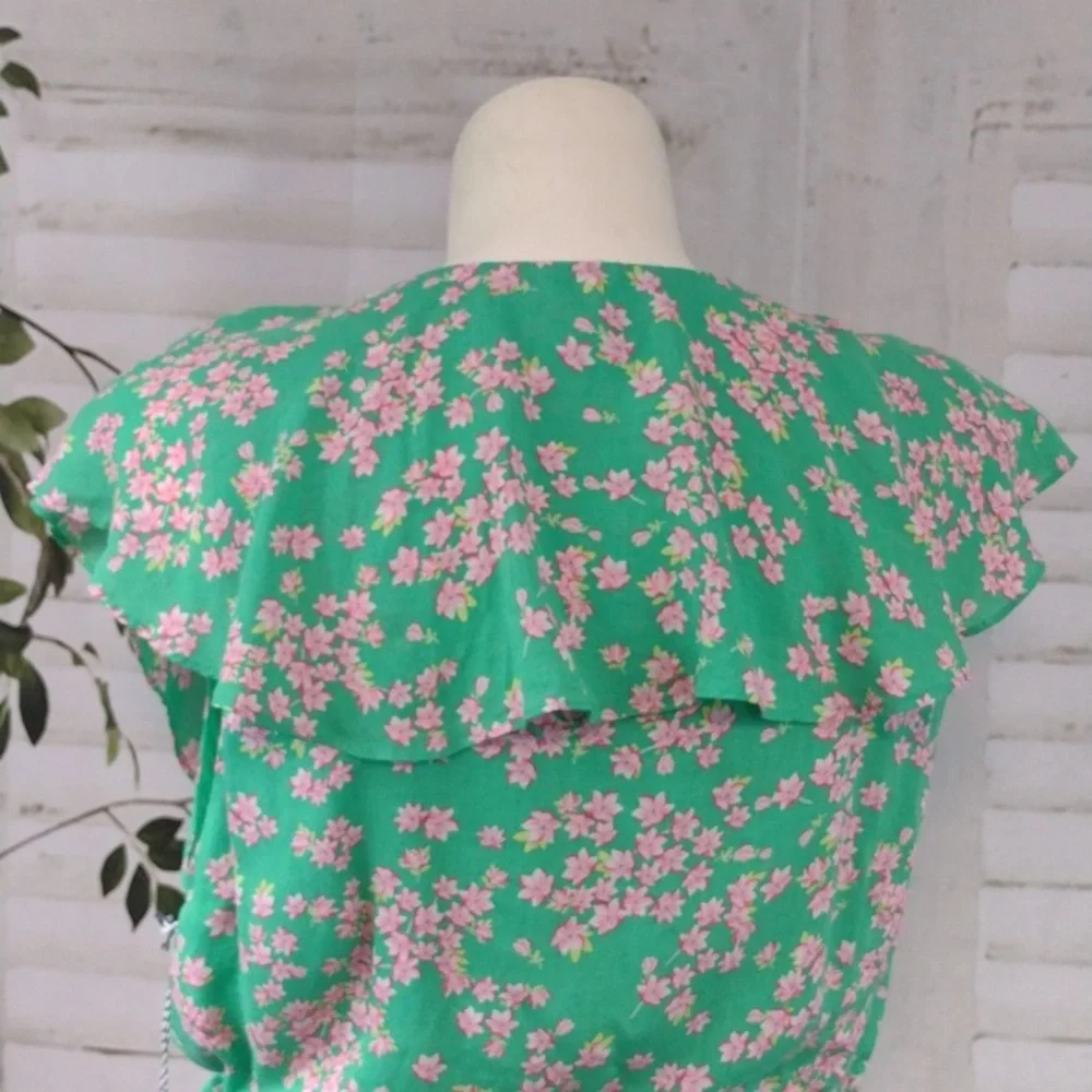 Draper James Green Pink Floral Wrap Dress, Size XXL - Picture 7 of 8